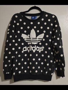 adidas Black Polka Dot Trefoil Crewneck Sweatshirt